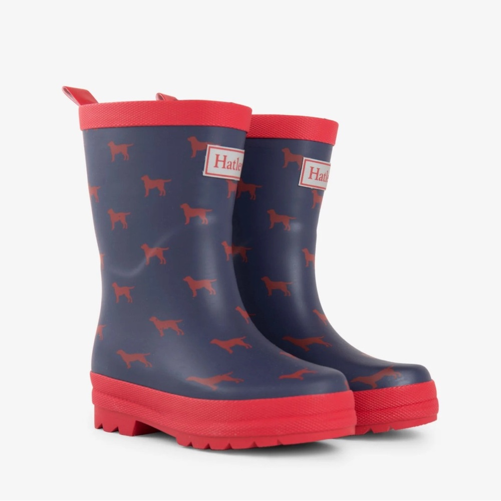Hatley Black and Red Kids' Rain Boots